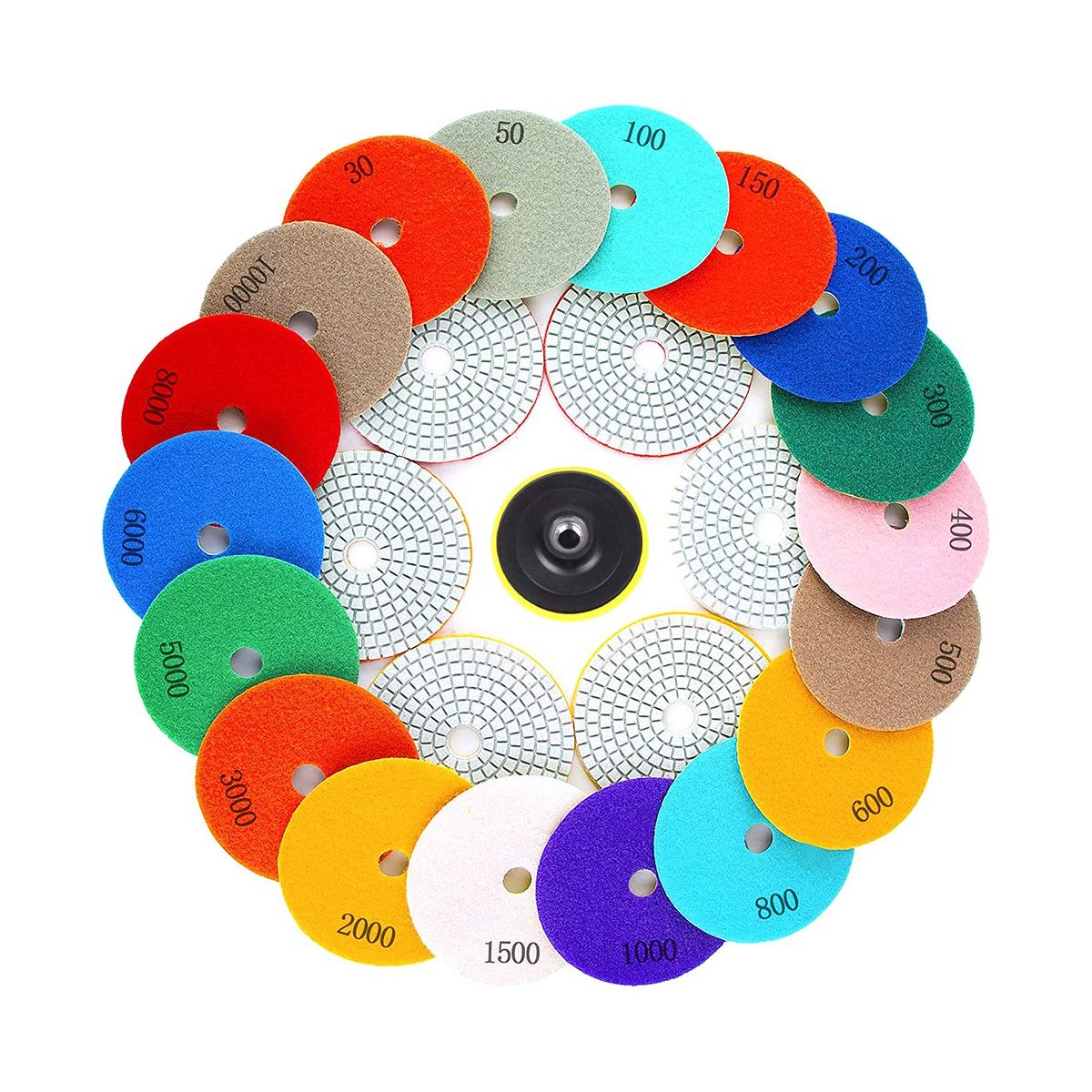 Polishing Pads with M10 Backer Pad, 18PCS Grit Wet/Dry Polish Pad Kit