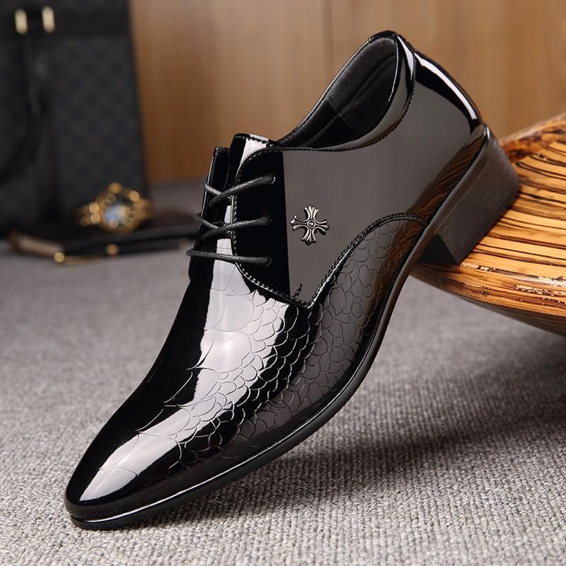 Black The Latest Oxford Shoes Men's Luxury Lacquer Wedding Shoes