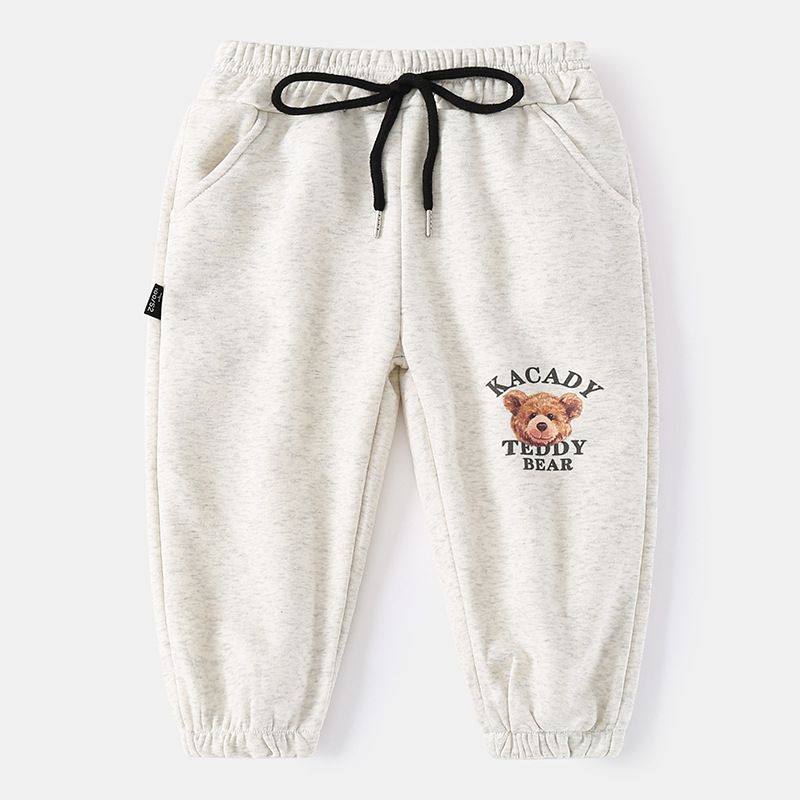 95% Cotton 5% Spandex Kids Boys Casual Print Pants-Beige