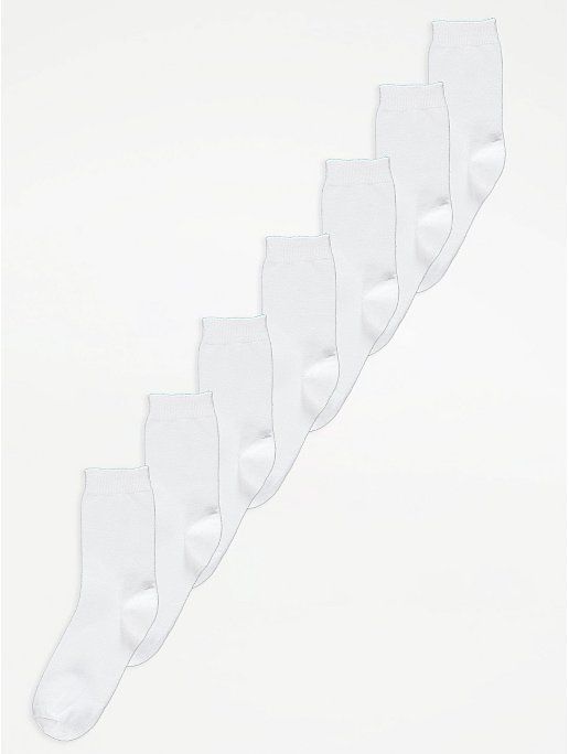 White Cotton Rich Ankle Socks 7 Pack