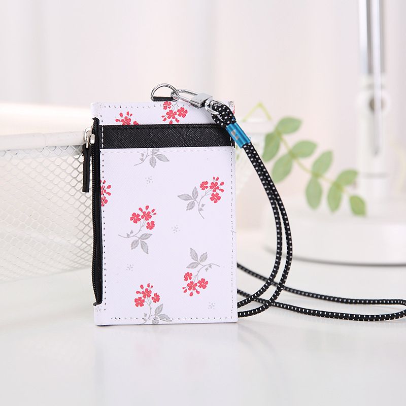 1 Pc Cute Floral Card Holder Women Flowers Named Card Case Identity Badge Withyard ID IC Card Holder With Key Chain