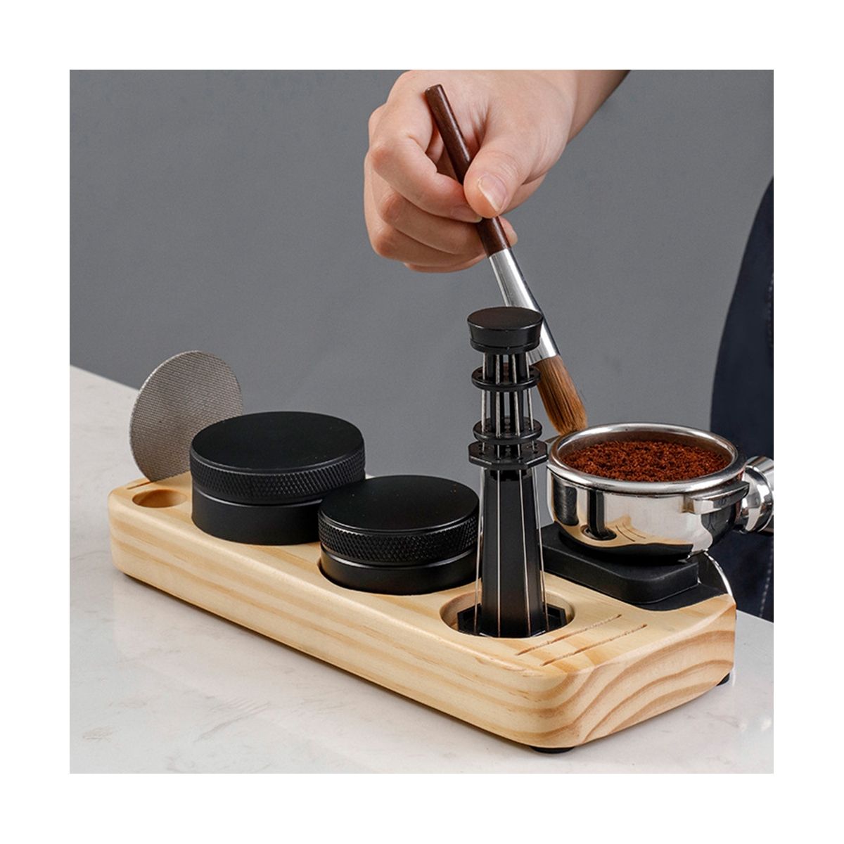 Coffee Tamper Holder Station Tamper Station Coffee Portafilter Holder Portable Espresso Tamp Station for Tamper,B