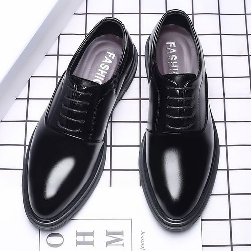 Men's Italian Plus Size Smooth Leather Shoes Black