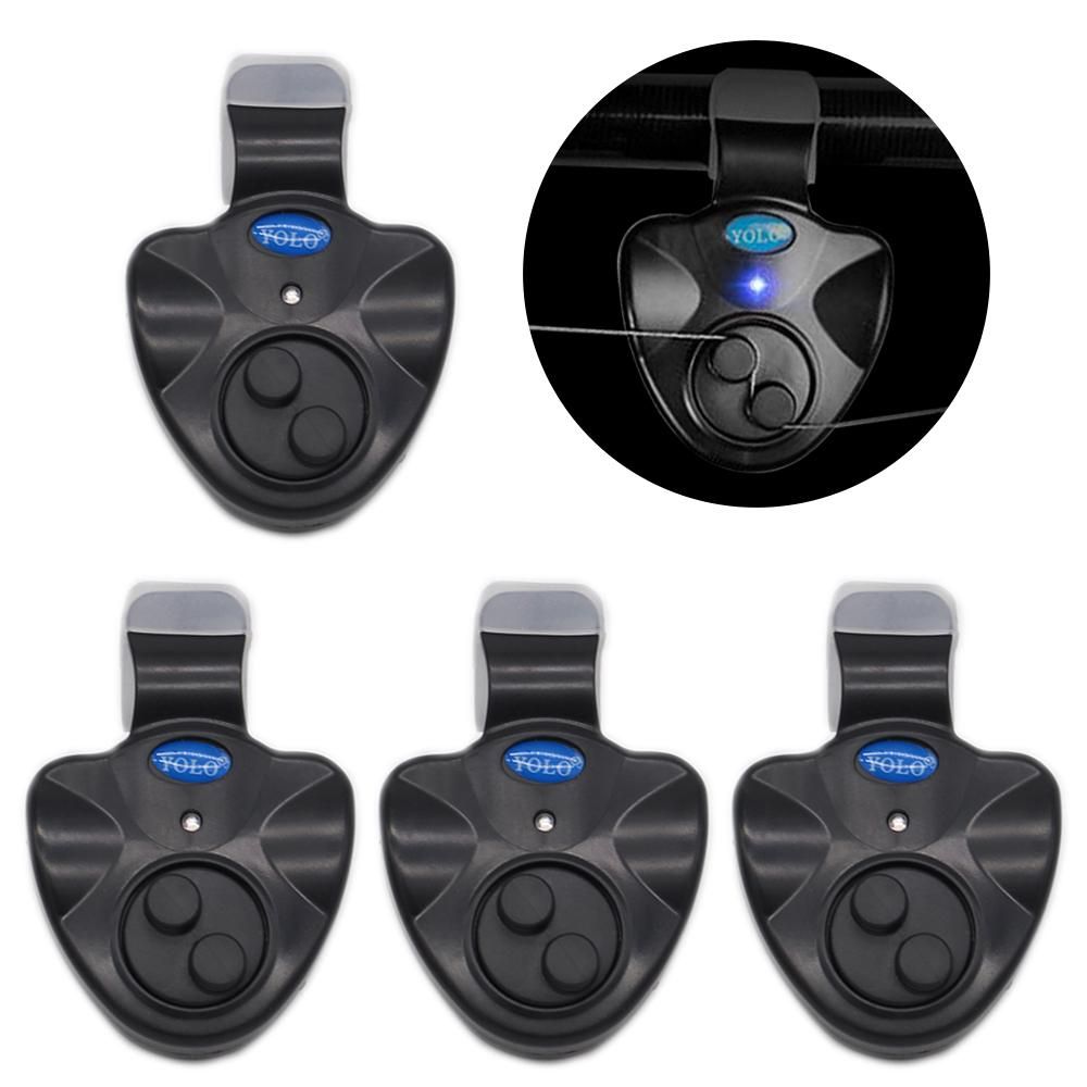 4pcs Electronic Fishing Bite Alarm with Sound LED Lights Indicator Fish Bite Alarms