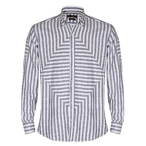 Angle Edged Patch Striped Men's Shirt - Msht-4422