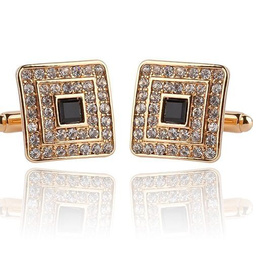 Rhinestone Cufflinks- Gold