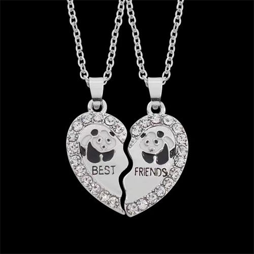 2pc/set Dolphin Panda Animal Necklaces Love Heart Necklaces