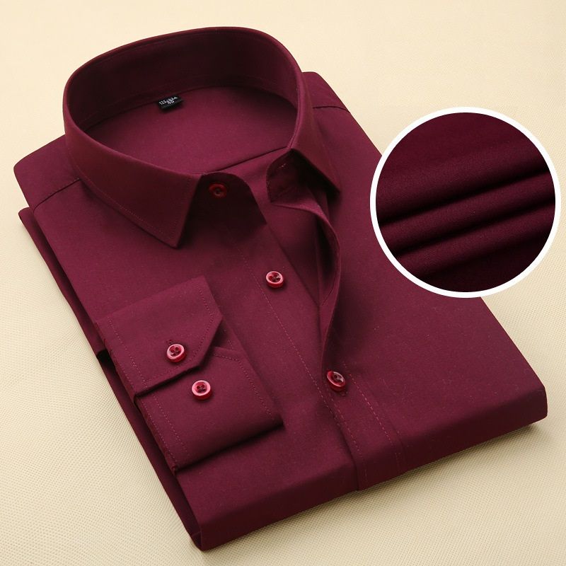 Men's Quality Corporate Formal Office Wine Plain Long Sleeve Wine Shirt