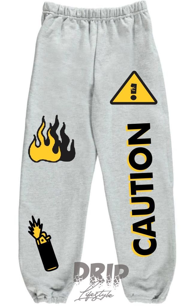 Caution Printed Quality Joggers (Grey)