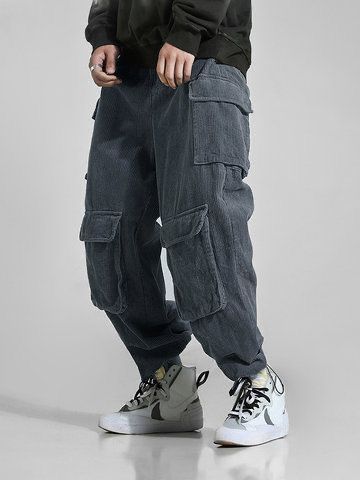 Dark Grey Color Corduroy Combat
