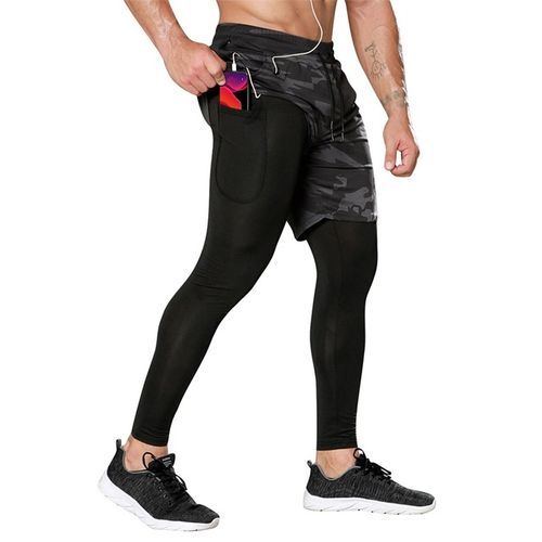 Men Gym Leggings Sweatpants Quick Dry Running 2 In 1 Compression Elastic Track Pants Workout Seamless Joggers Tights Sport Man(No.#1)