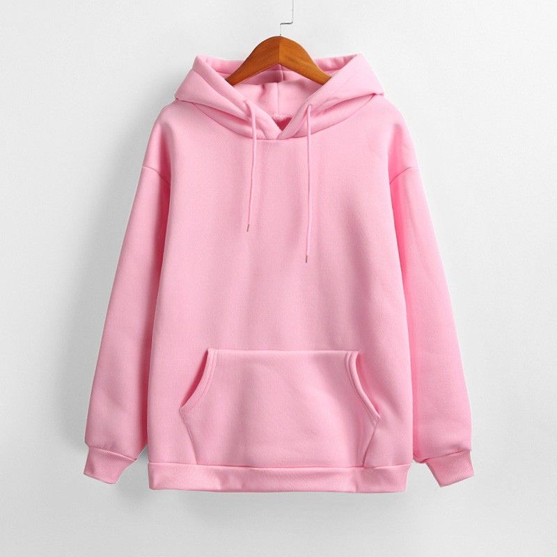 Women Sweatshirt Solid Color Hooded Neckline Dropped