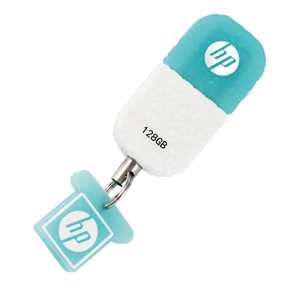 hp v175w 128GB USB2.0 U Disk Mini Portable USB Flash Drive Rubber Material Dustproof Shockproof U Disk with Protective Cap