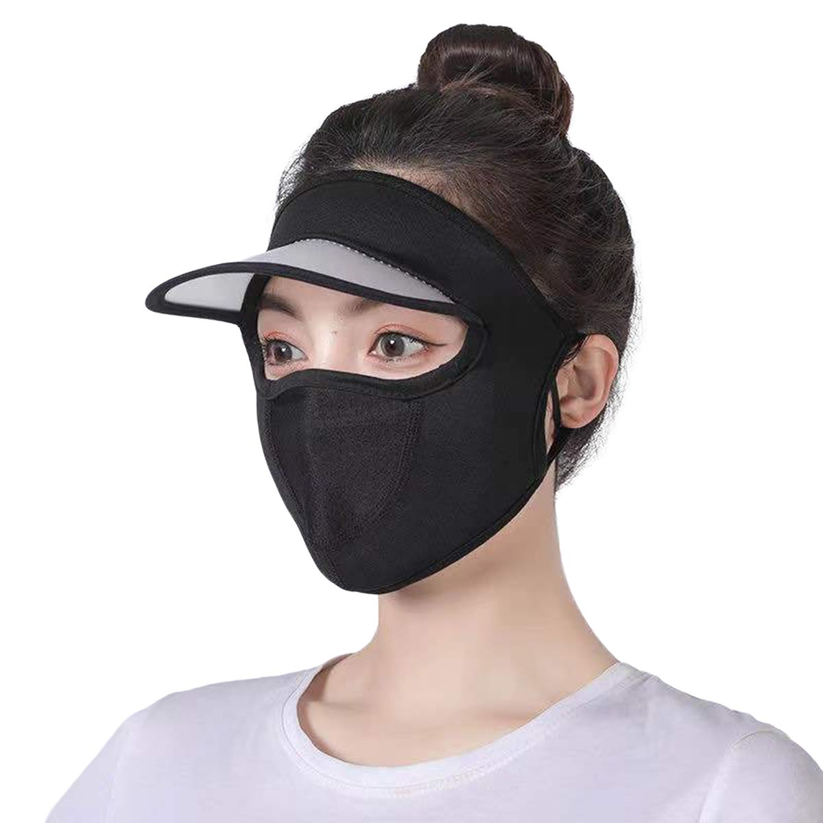 Face Cover Cap Sport Cycling Hat Sunscreen Face Cover Black
