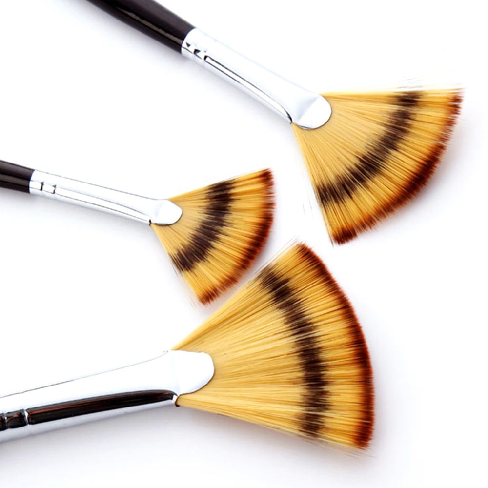 Fan Paint Brushes Set 3pcs Anti-Shedding 3-Color Soft Fan