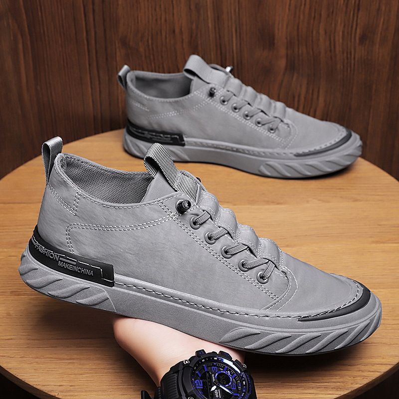 Men's Flat Heel Fashion Ice Silk Grey Casual Cloth Canvas Shoes