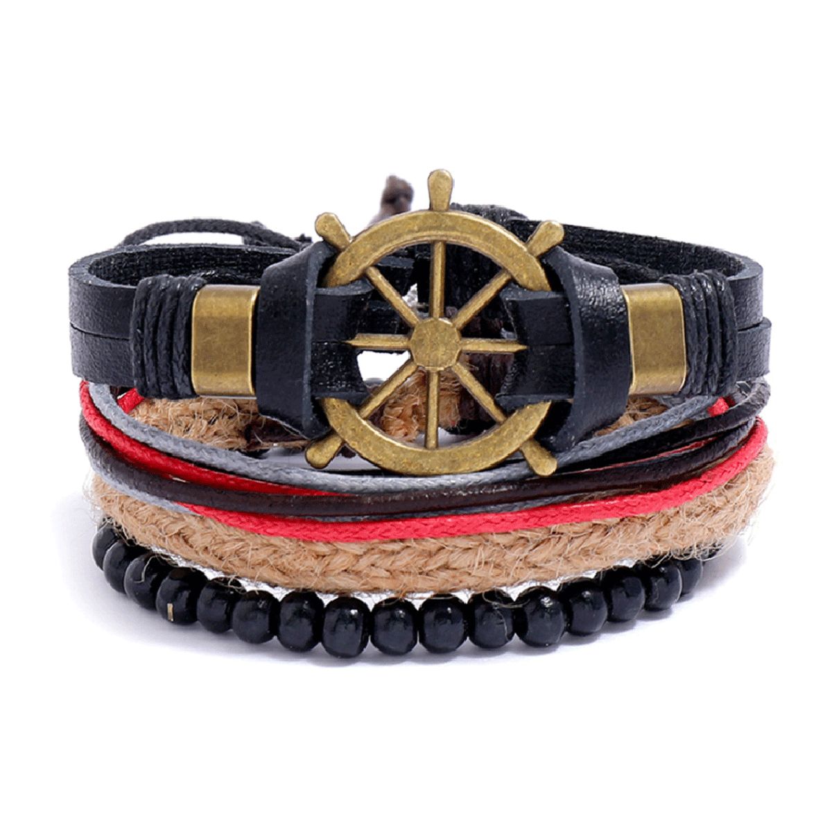 Hand Braided Bracelets Bracelets Set Of 4 Ship Rudder Braided Leather Bracelets