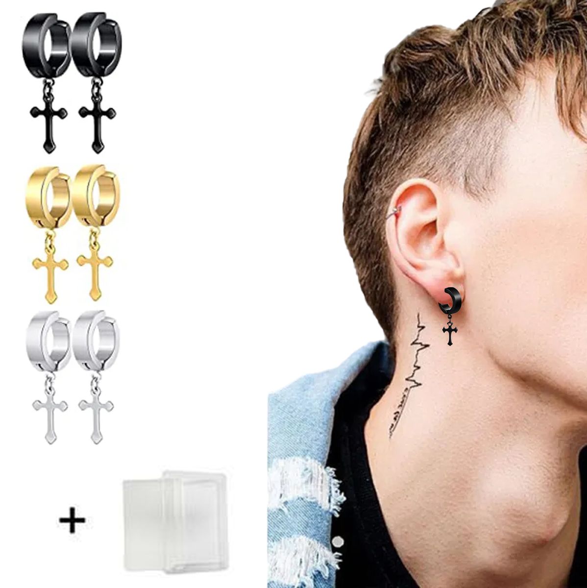 Classy Silver Gold Black Unisex Magnetic Shape Ear Clip Stainless Steel Men Women Non Piercing Earring Fashion Jewelry Punk Rock Style Guys Earrings