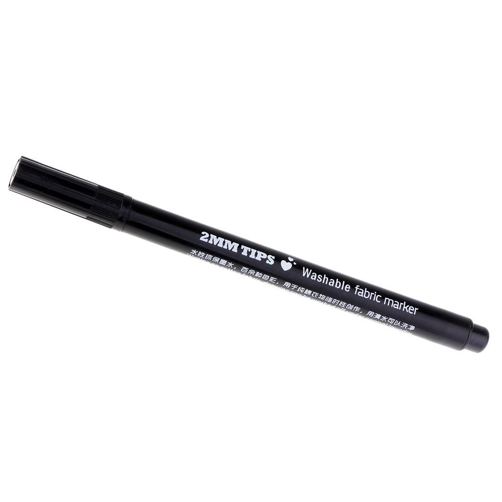 1pc 2mm DIY Washable Fabric Color Marker T Shirt Pen For Clothes Black