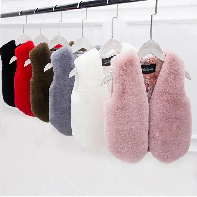 Autumn And Winter Children's Clothing Girls Vest Faux Fox Jackets