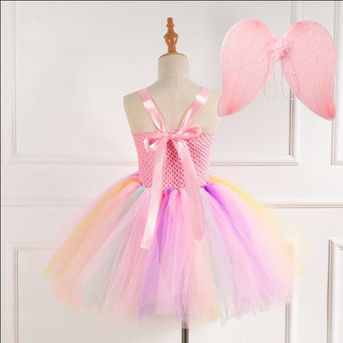 Girls Princess Dress [Flower Fairy*Net Yarn*Pink Flowers]-3303