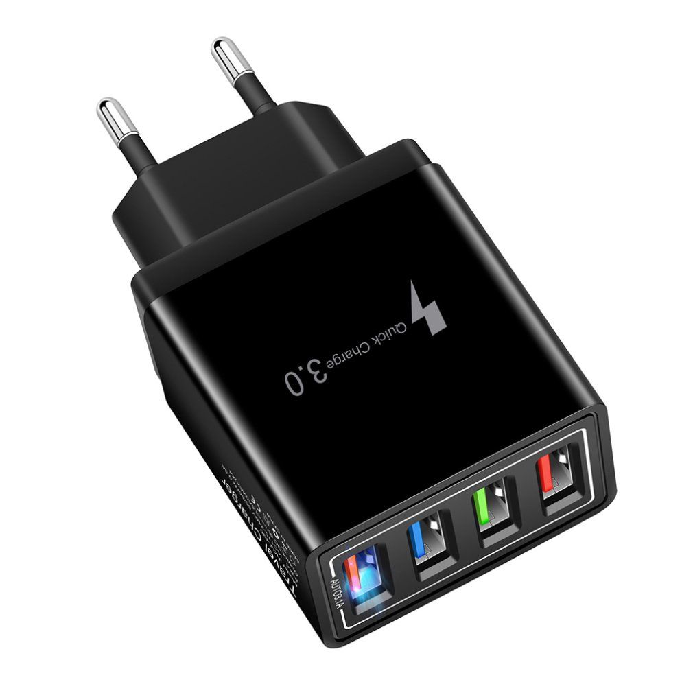 4 USB Port Colorful Charger Travel Charging Head Induction Charger USB Quick Mobile Phone  Charger Phone Adapter