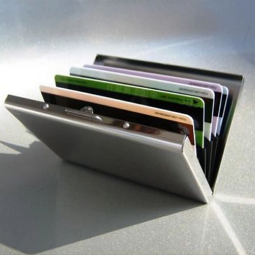 Stainless Steel Card Box Credit ID Card Holders Business Bag Storage Metal Clip Solid Color Business Gift