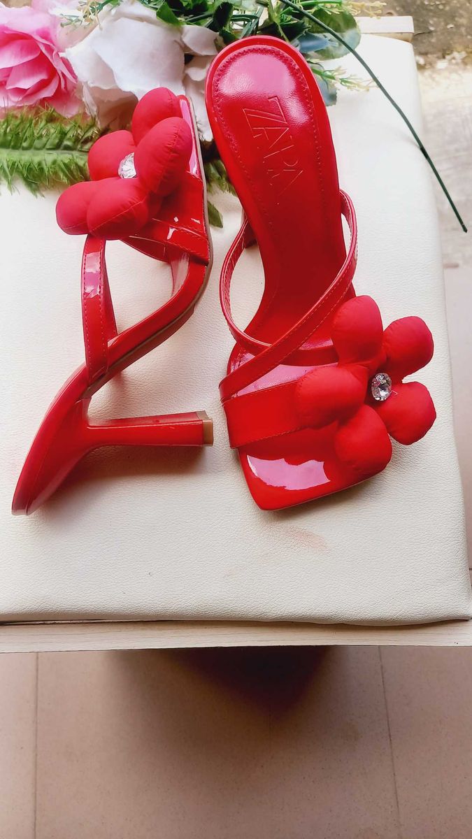 Red Blocked Heels Shoe