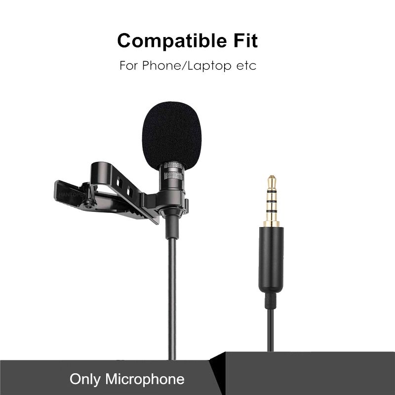Metal Lavalier Microphone For Phone, Wired Condenser Clip On