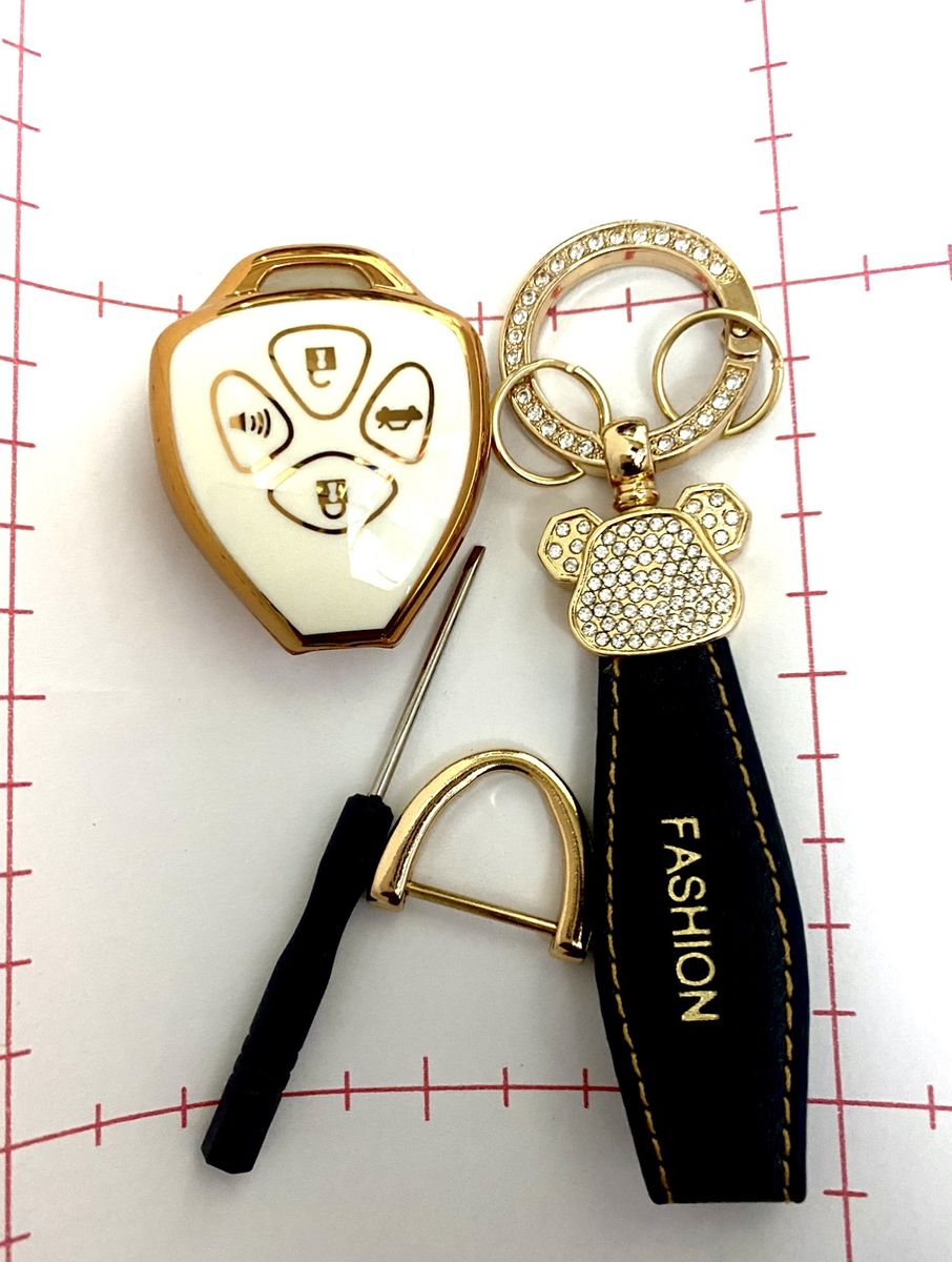 Hot Selling White Gold Toyota Key Case With Blings Key Holder