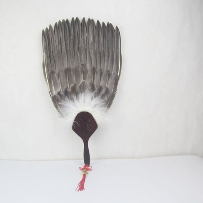 Craft Liang Dance Fan Vintage Wedding Wood Zhuge Decoration Chinese 1pc Party Hand Feather Goose Accessories Black Feather Fan