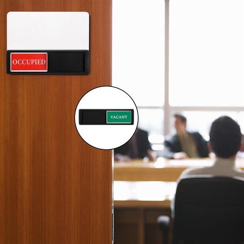 Acrylic Adhesive Business Office Door Slider Sign Occupied Black