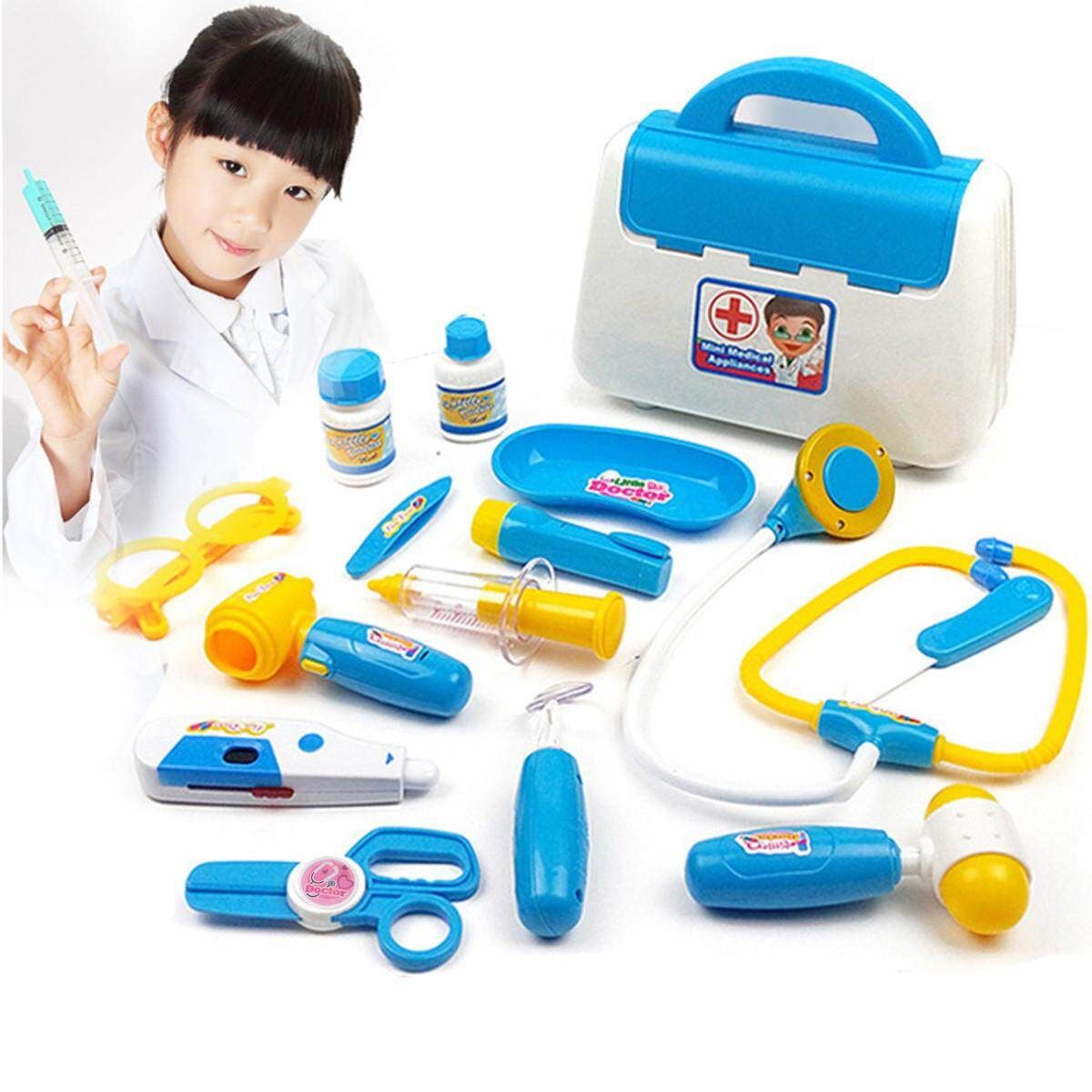Blue Kids Doctor Toy Bag Children Pretend Play Kit Set Nurse Child Gift
