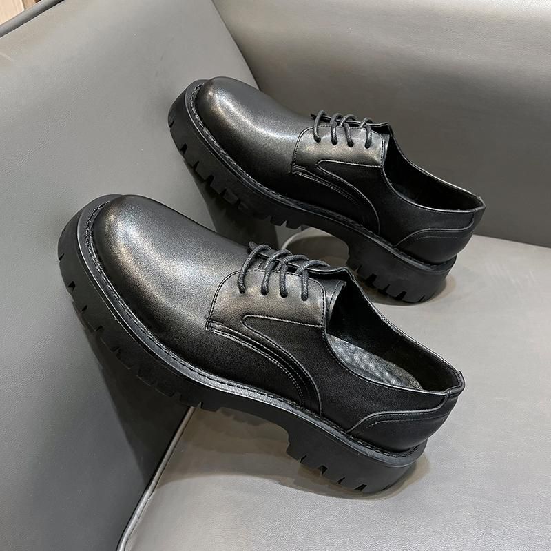 Normal Black Misalwa Mid Heel Men Oxford Shoes Patent Leather British