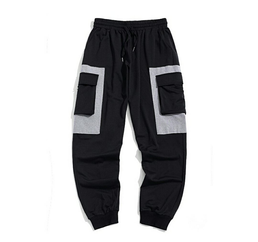 Black Cargo Jogger With Grey Patch