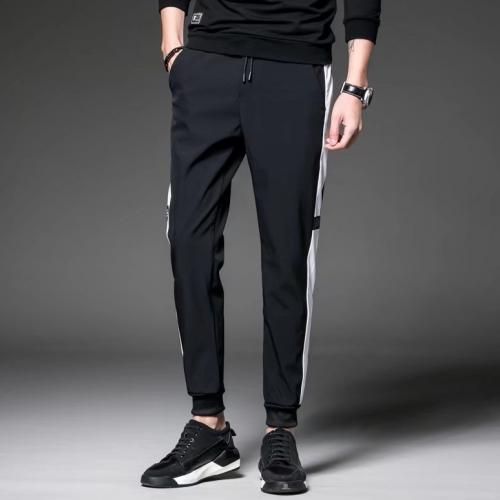 White Stripe Black Casual Joggers Pant