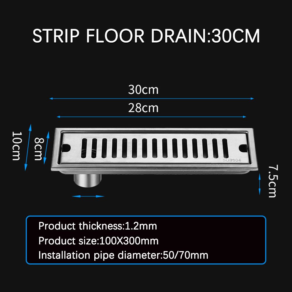 Stainless Steel Center And Side Shower Drain Linear Floor