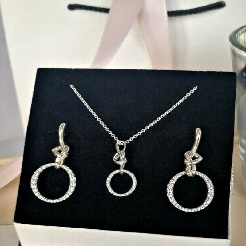 Rare Small Polka Dot Heart Necklace 60 Cm + Free Matching Pendant Earrings Gift