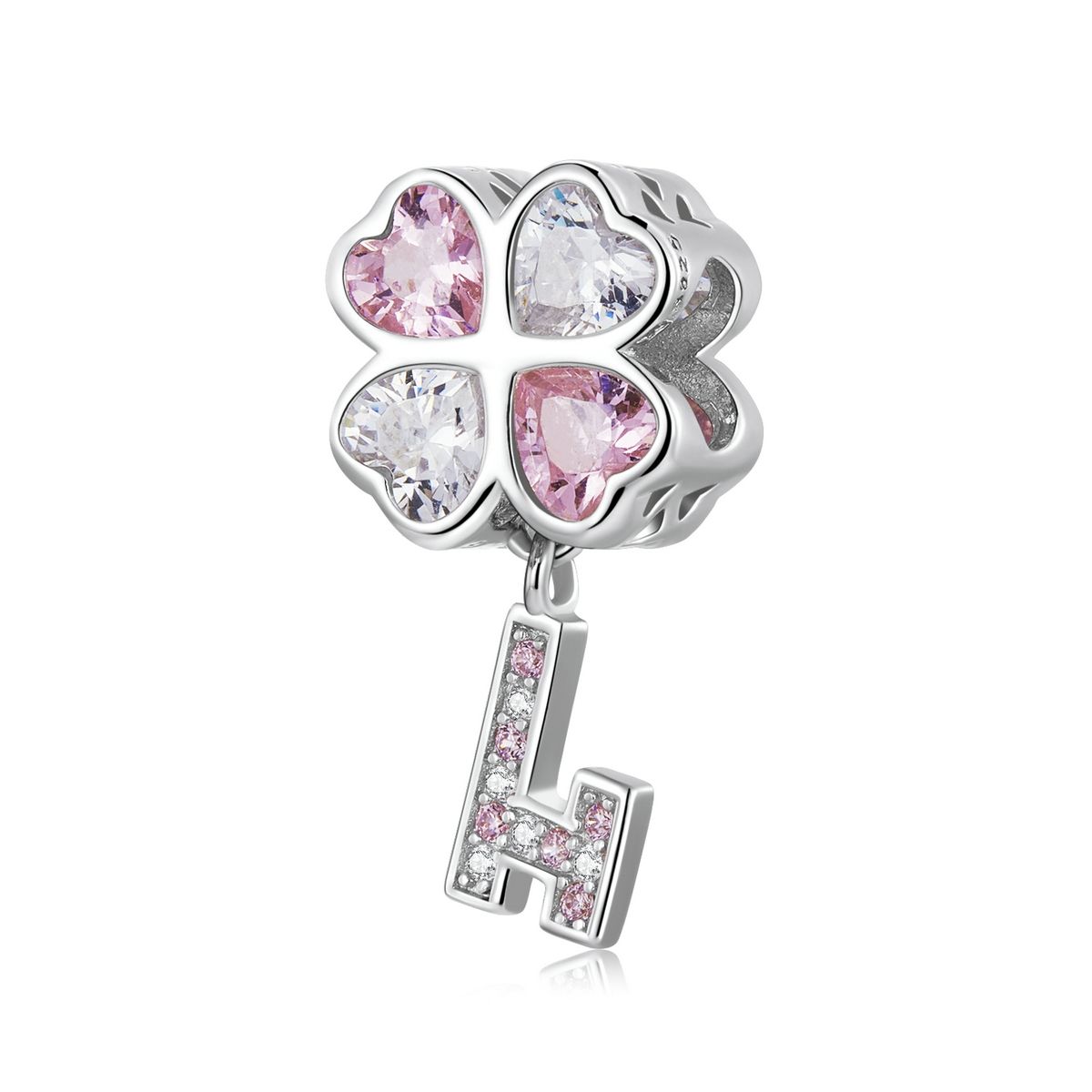 S925 Sterling Silver Heart Four-leaf Clover Beads