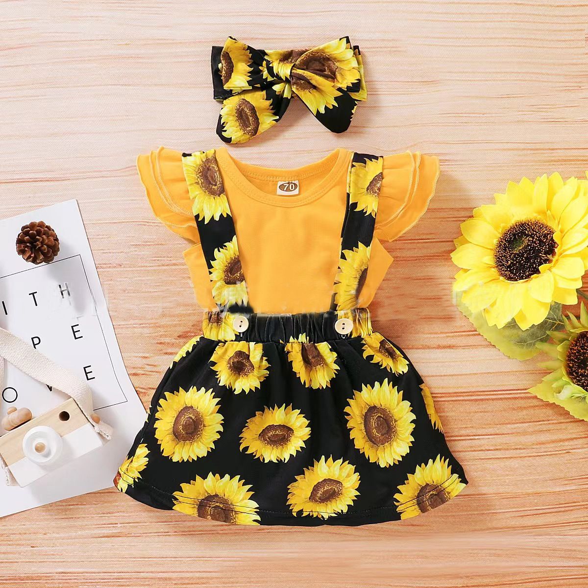 Baby Girl Clothes Short Sleeve Bodysuit +skirts+headband