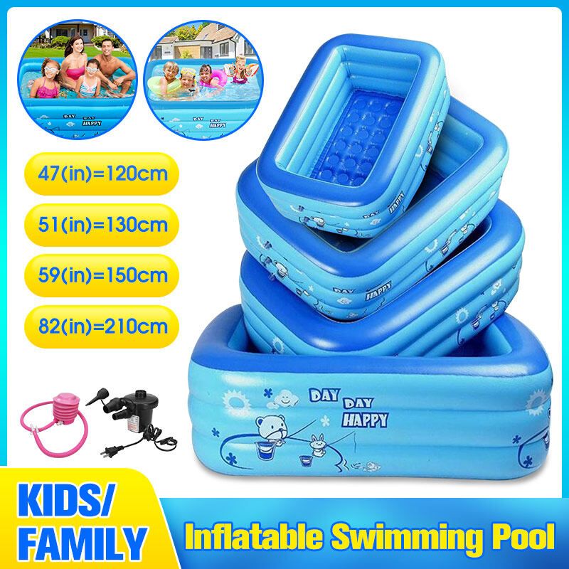 120/130/150/210cm Portable PVC Inflatable Swimming Pool Big Size For Kids/Family Summer Indoor Outdoor Playing Water Pool Game Pool With Air Pump