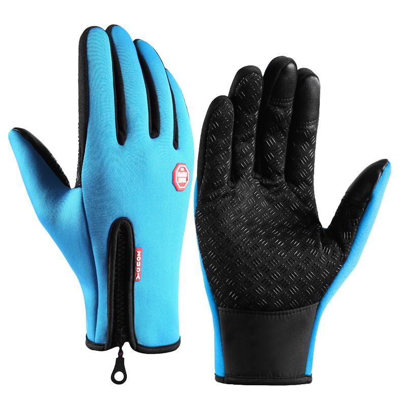(sky Blue)Winter Women Men Gloves Touch Cold Waterproof Motorcycle Cycle Gloves Male Outdoor S GRE
