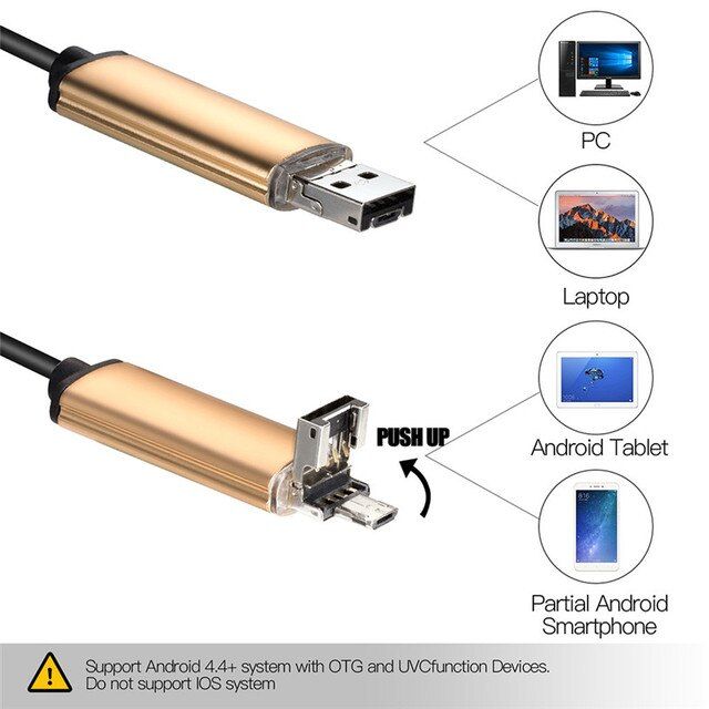 7mm 2 IN 1 USB Endoscope 480P HD Snake Tube And Android