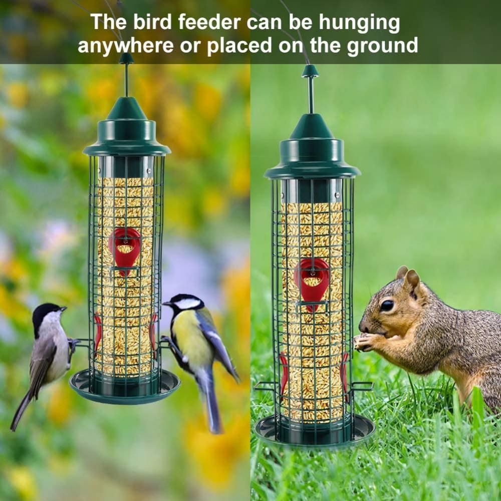 Metal Birdfeeder Squirrel Bird Feeder With 4 Feeding