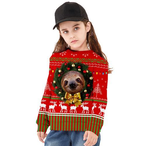 Parent Child Sloth Collar Long Sleeve Sweater---ChildBAX014-BJQ007