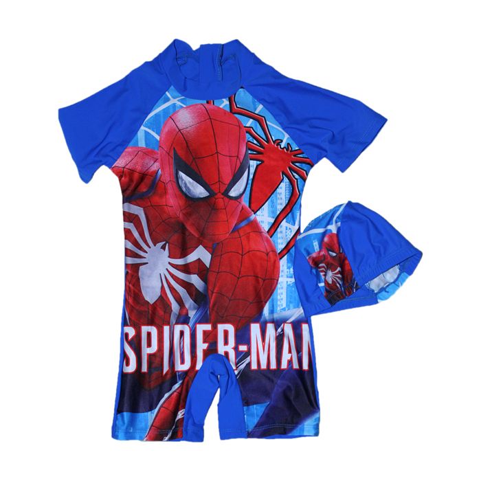 Boys Swimming Costume With Cap -multicolor
