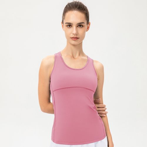 Womens Fitness Tank Top Running Vest Casual Gym Sleeveless Sportswear（Pink）
