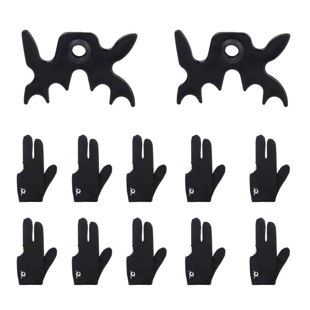 Set Of 10 Pieces 3 Finger Black Billiard For Left Hand + 2