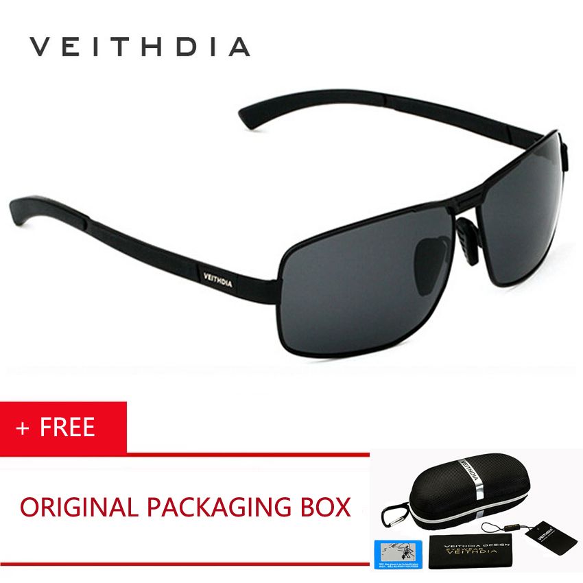 New UV400 Pilot Men Polarized Sunglasses Brand Logo Design Driving Sun Glasses Eyewear Accessories 2490 (Black Gray)    CUIII