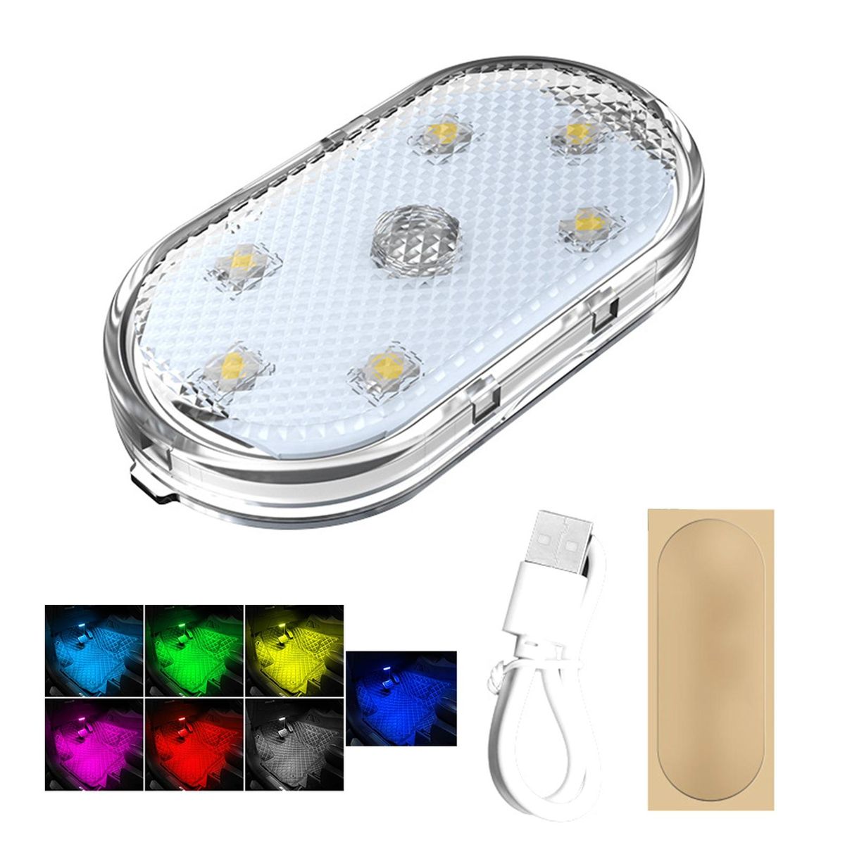 Design Car Light 7 Colors Magnetic Car Ambient Light Usb Rechargeable Multicolor